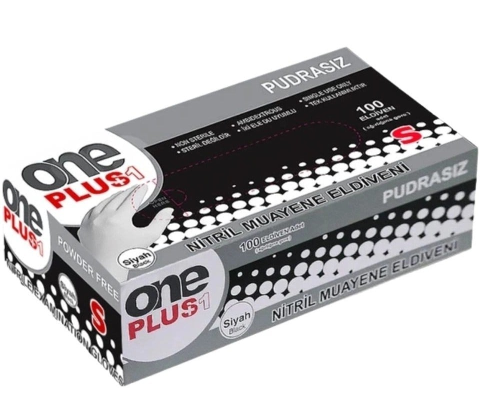 One Plus Siyah Nitril Eldiven Small 100 lü