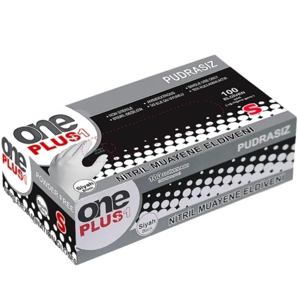 One Plus Siyah Nitril Eldiven Small 100 lü