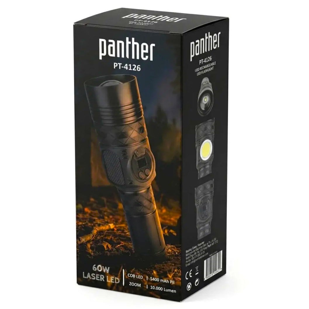 Panther PT-4126 USB Şarjlı Lazer Led 60 Watt El Feneri