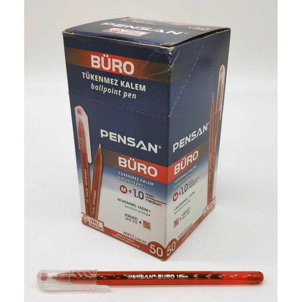 Pensan 2270 Büro Tükenmez Kalem Kırmızı x50 li Paket