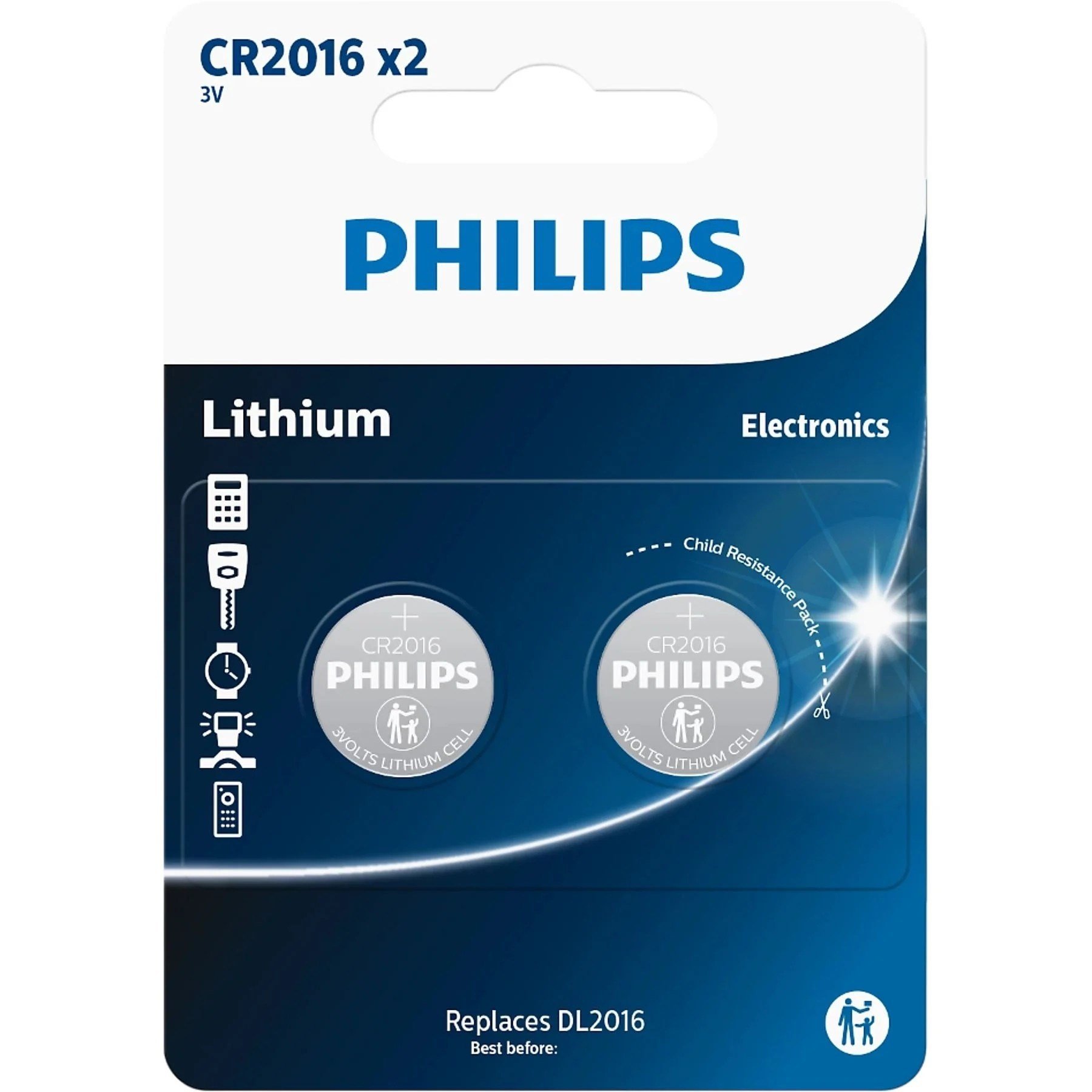 Philips Düğme Pil CR2016 Lityum 2 li Kartela