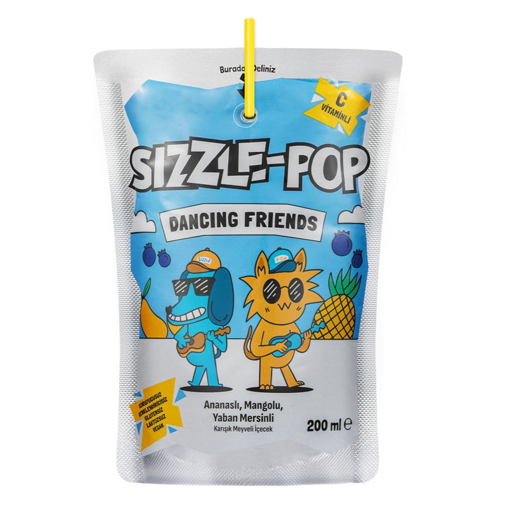 Sizzle Pop Dancing Friends 200 Ml Meyveli İçecek x20 li Koli