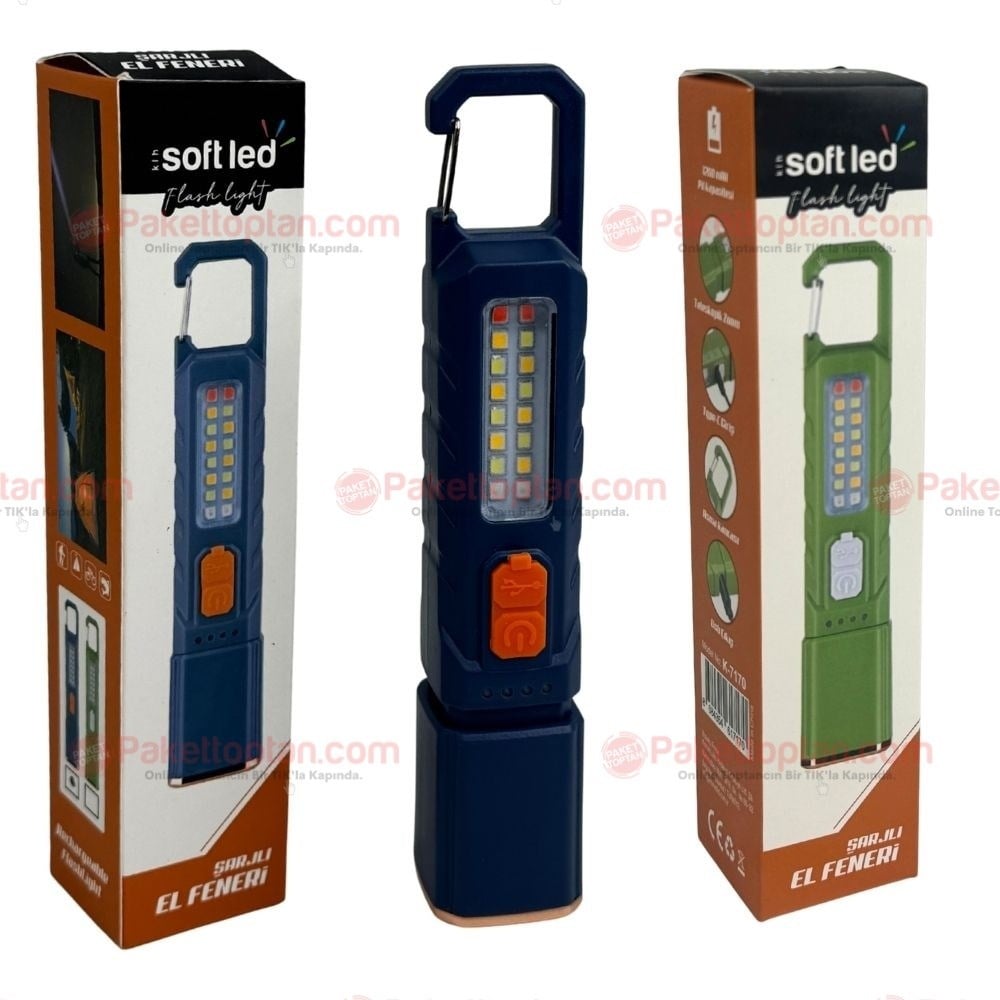 Soft Led K-7170 USB Şarjlı El Feneri