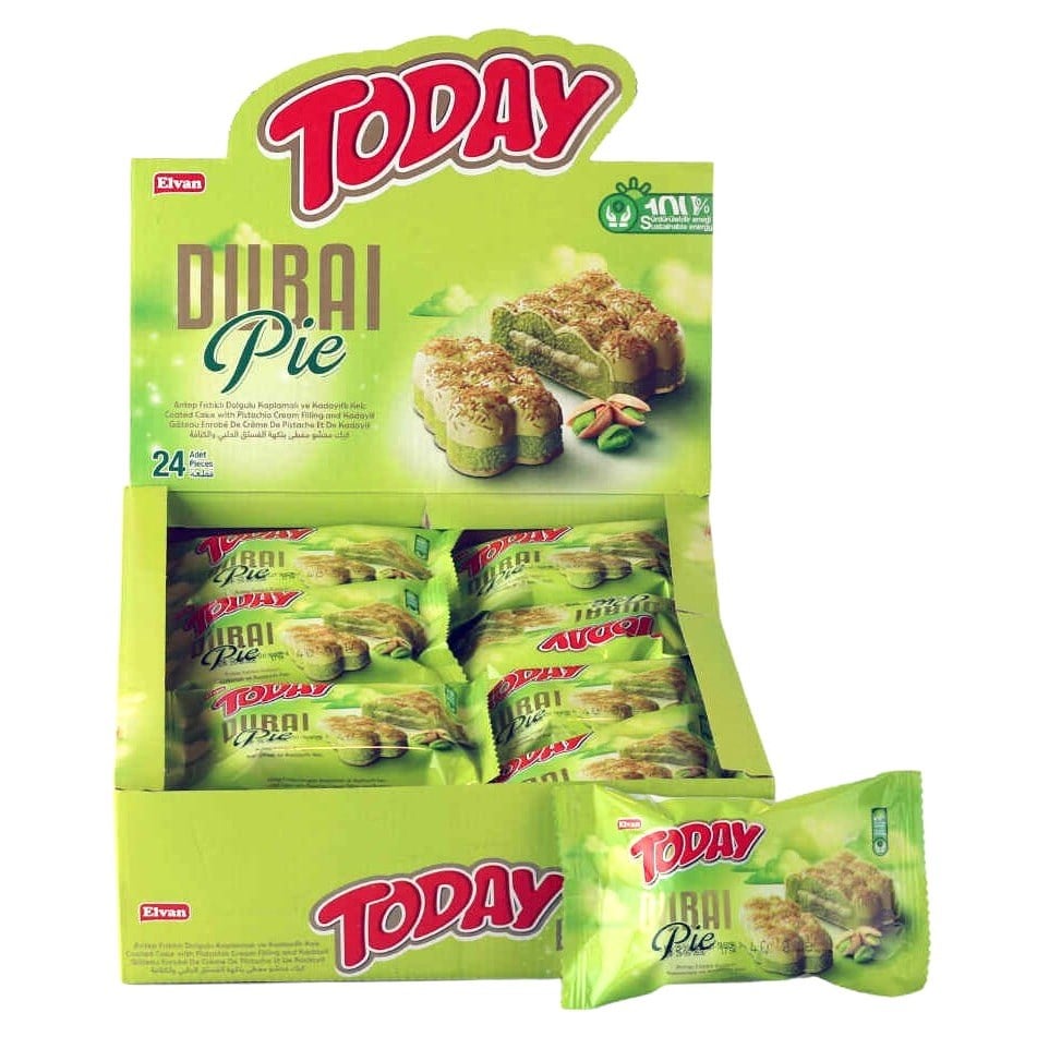 Today Dubai Pie Antep Fıstık Dolgulu Kaplamalı Kadayıflı Kek 40 Gr x24 lü Paket