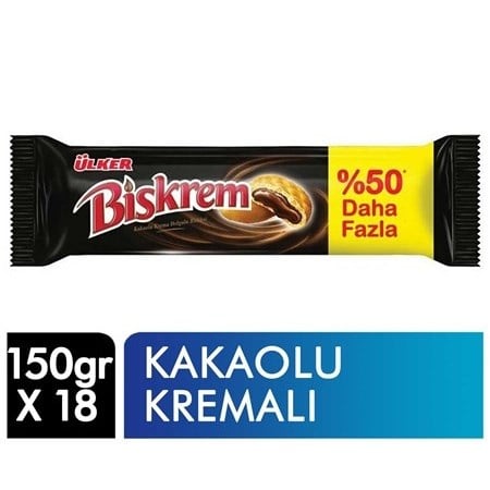 Ülker Biskrem 150 Gr %50 Daha Fazla Kakaolu Bisküvi x18 li Koli