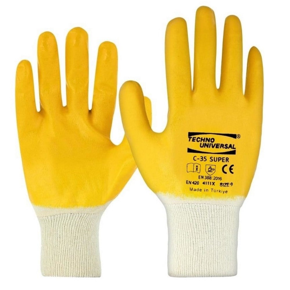 Universal C-35 Tam Kaplama Sarı İş Eldiveni 9 No x12 li Paket