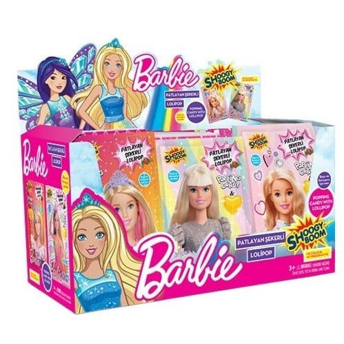 Barbie 12 Gr Çilek Aromalı Patlayan Şekerli Lolipop x16 lı Paket