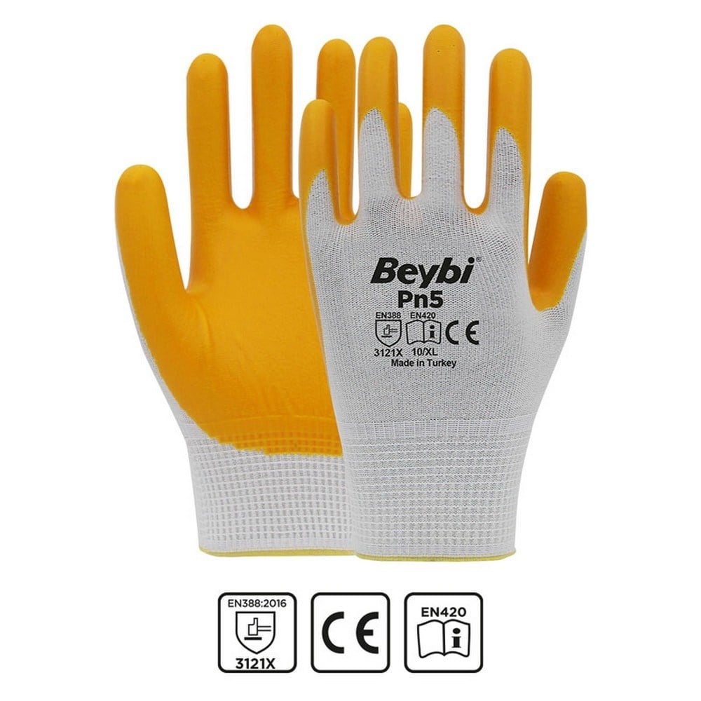 Beybi Pn5 Sarı İş Eldiveni 10 No  x12 li Paket