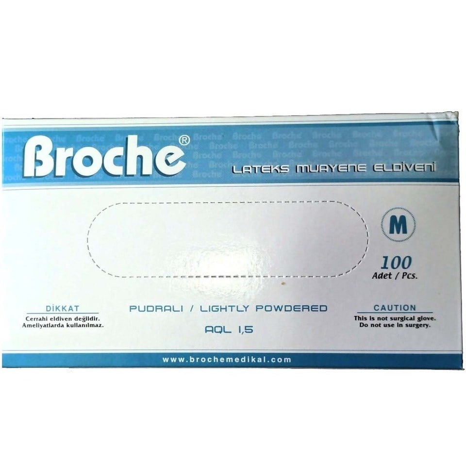 Broche Lateks Eldiven Pudralı -Medium- 100 lü