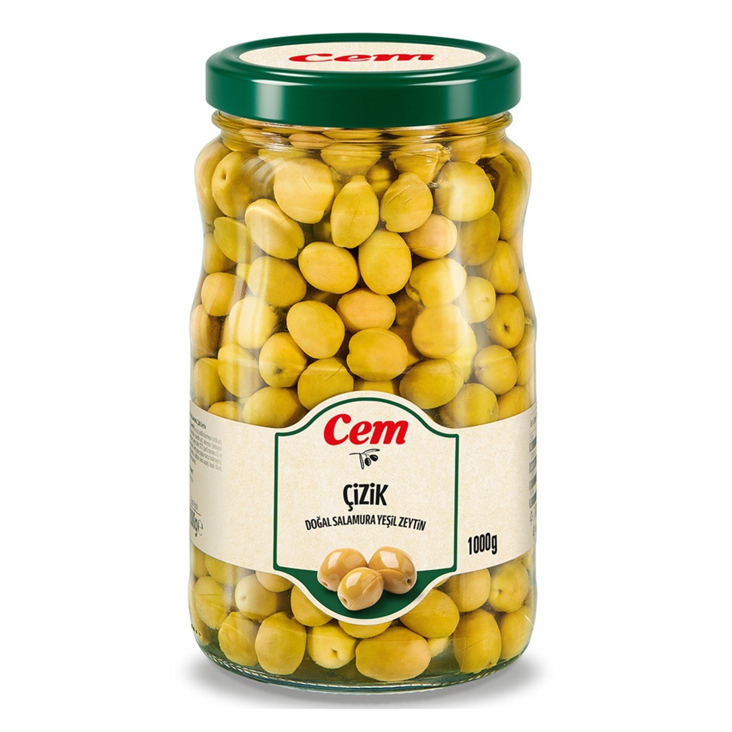 Cem Çizik Yeşil Zeytin 1700 CC Cam Kavanoz 291-350 x6 lı Koli