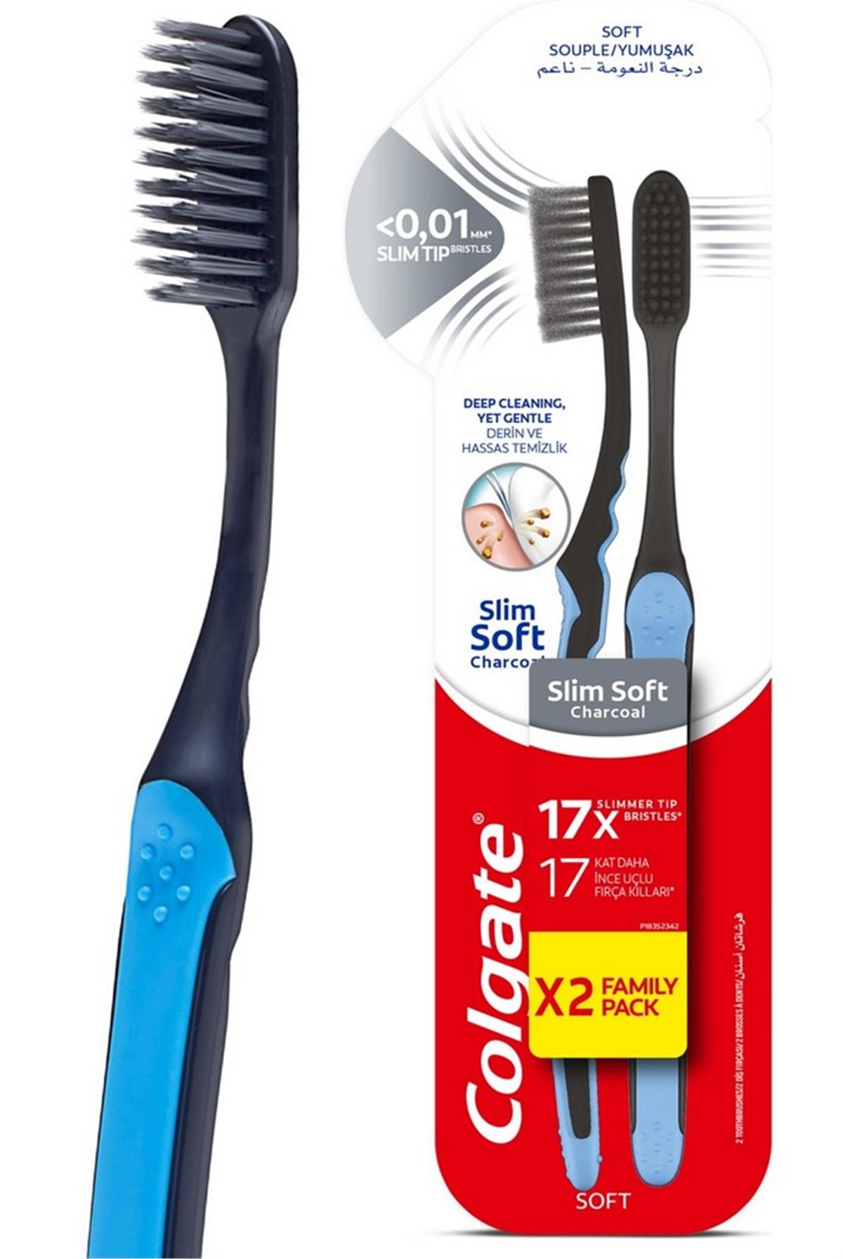 Colgate Charcoal Slim Soft 1+1 Diş Fırçası Orta