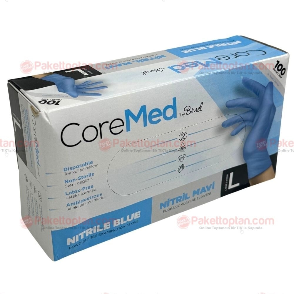 Core Med Mavi Nitril Eldiven Large 100 lü