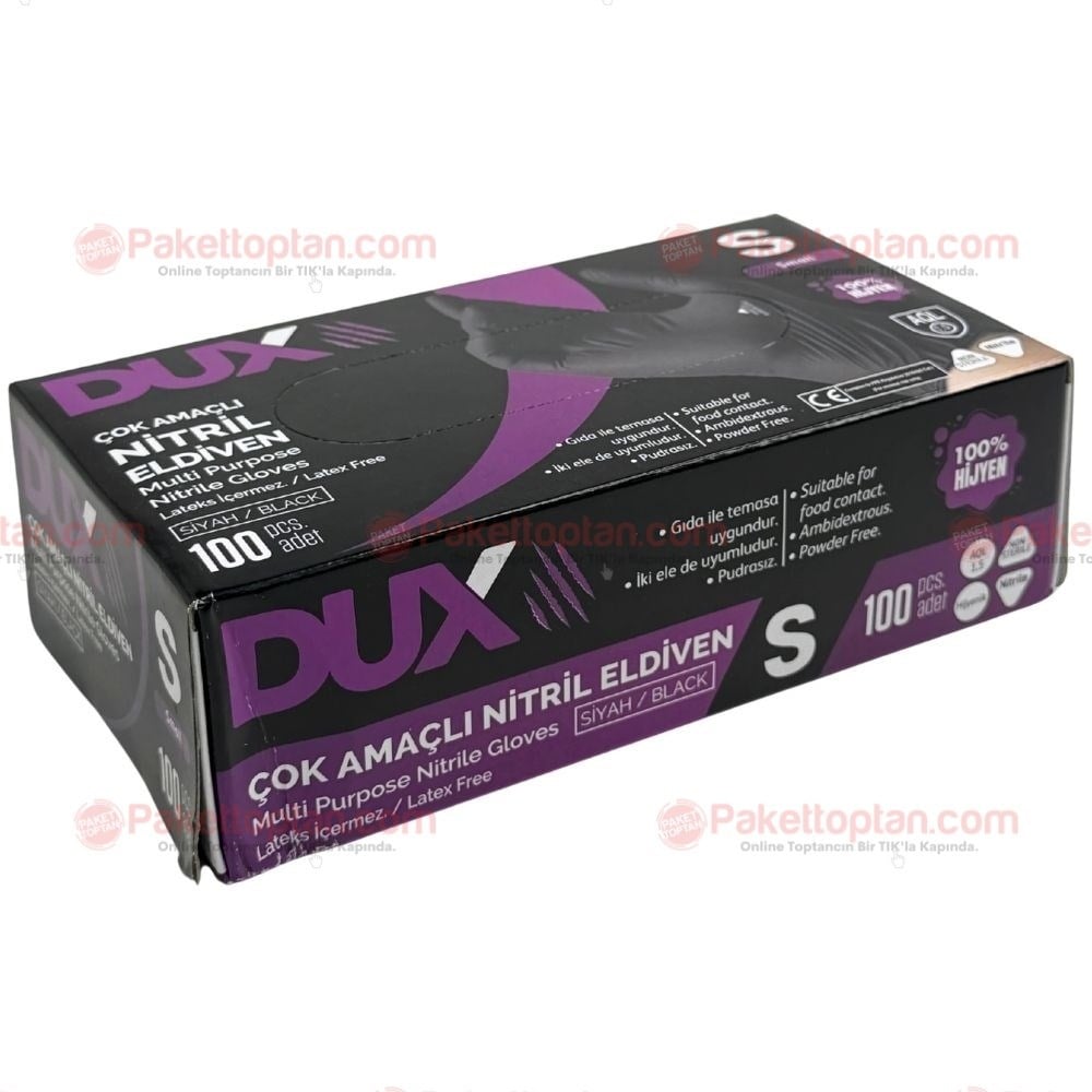 Dux Siyah Nitril Eldiven Small 100 lü
