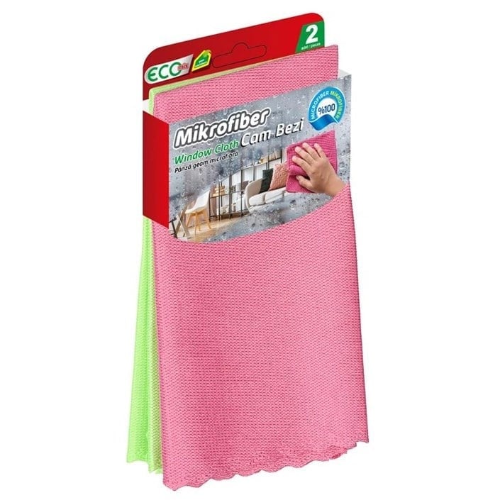 Ecomix 2 li Mikrofiber Cam Bezi Askılı 30x40 cm