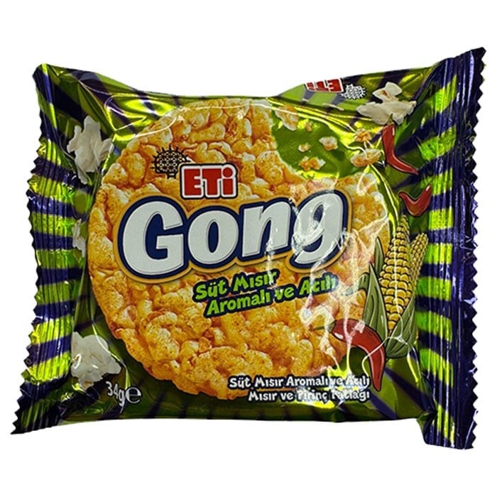 Eti Gong Süt Mısır Aromalı ve Acılı Mısır 34 Gr x18 li Koli