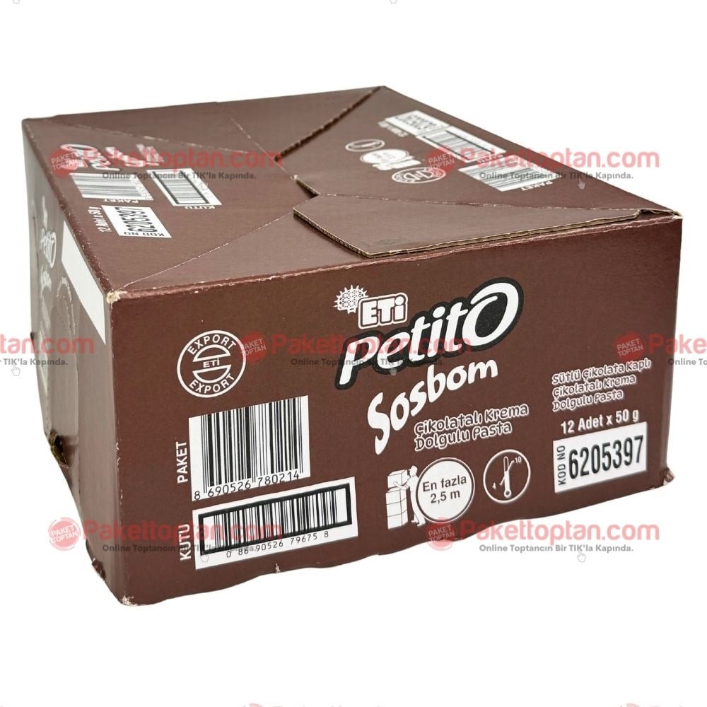 Eti Sosbom 50 Gr Çikolata Krema Dolgulu Pasta x12 li Paket