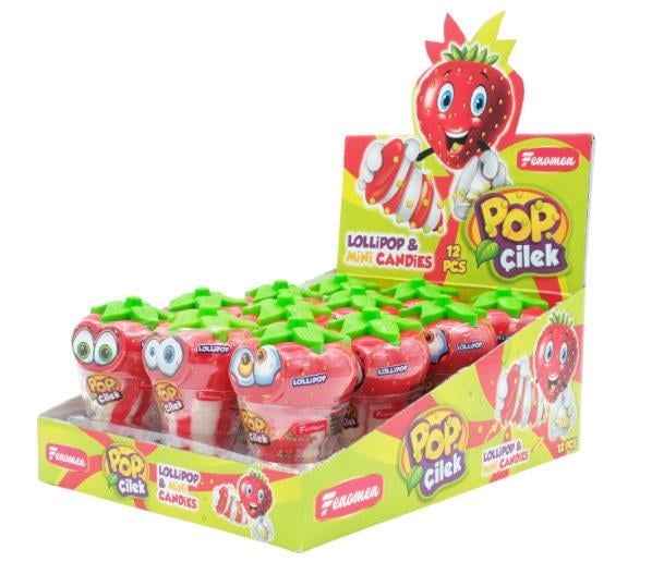 Fenomen Pop Çilek Lollipop ve Mini Candies 27 Gr x12 li Paket