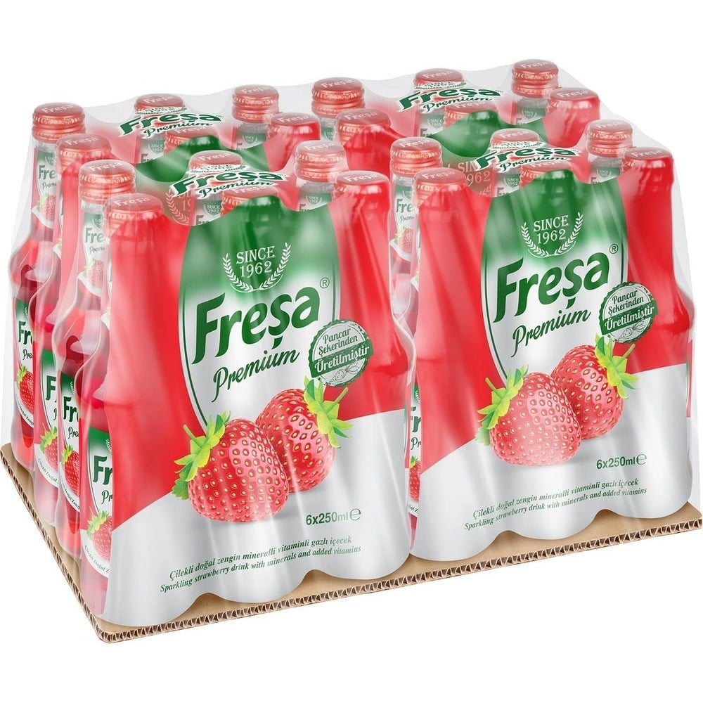 Freşa Premium Çilek Maden Suyu 250 Ml x24 lü Koli