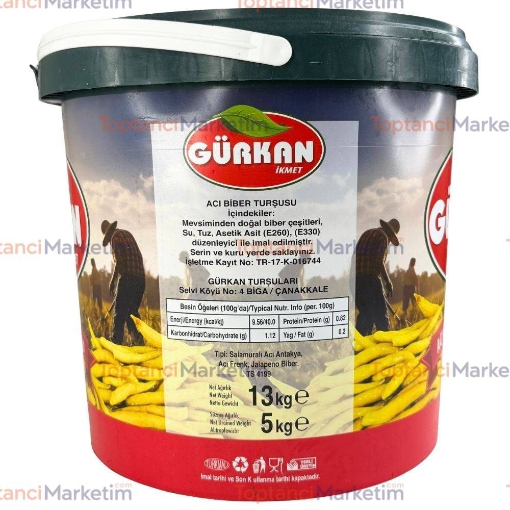 Gürkan 13 Kg (Net 5 Kg) Yakan Biber Turşusu