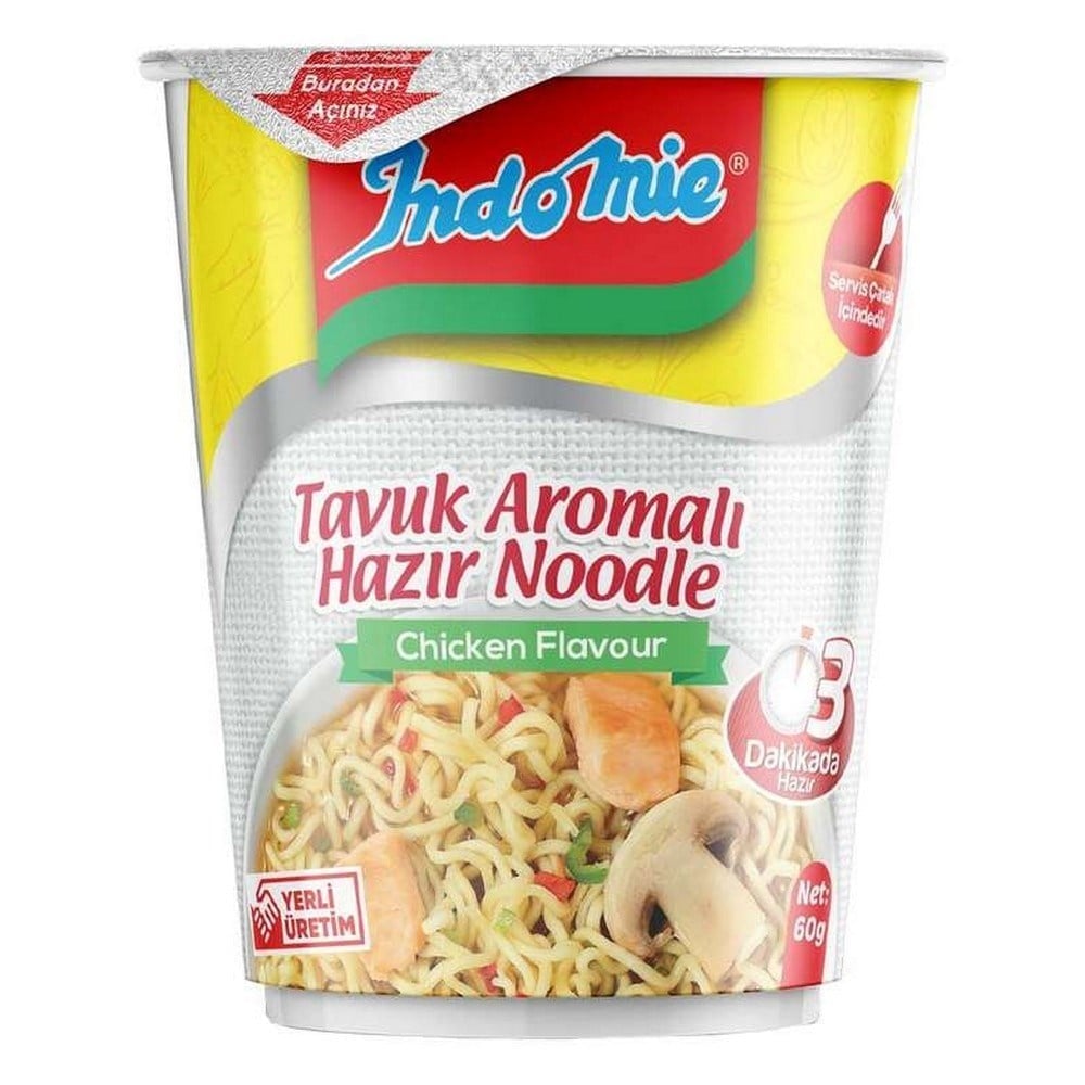 İndomie Tavuk Çeşnili Bardak Noodle 60 Gr x24 lü Koli