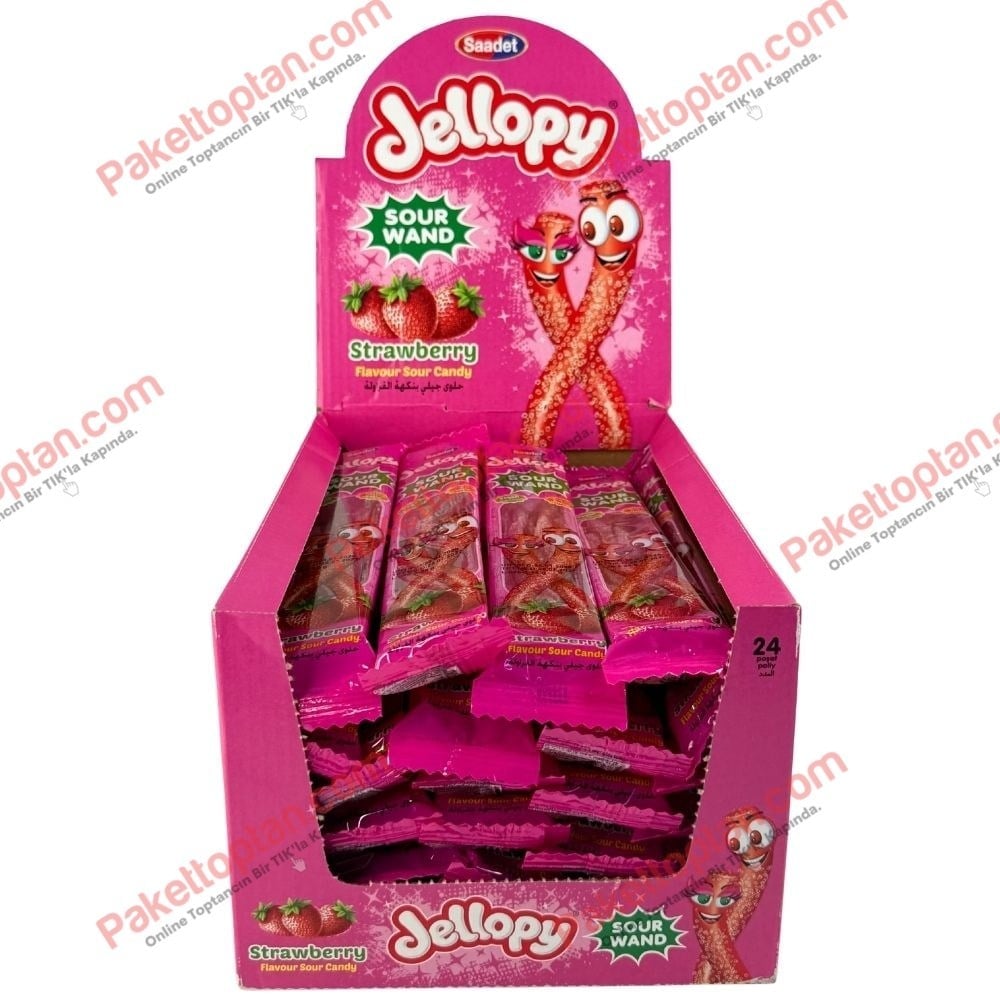 Jellopy Sour Wand Strawberry 25 Gr x24 lü Paket