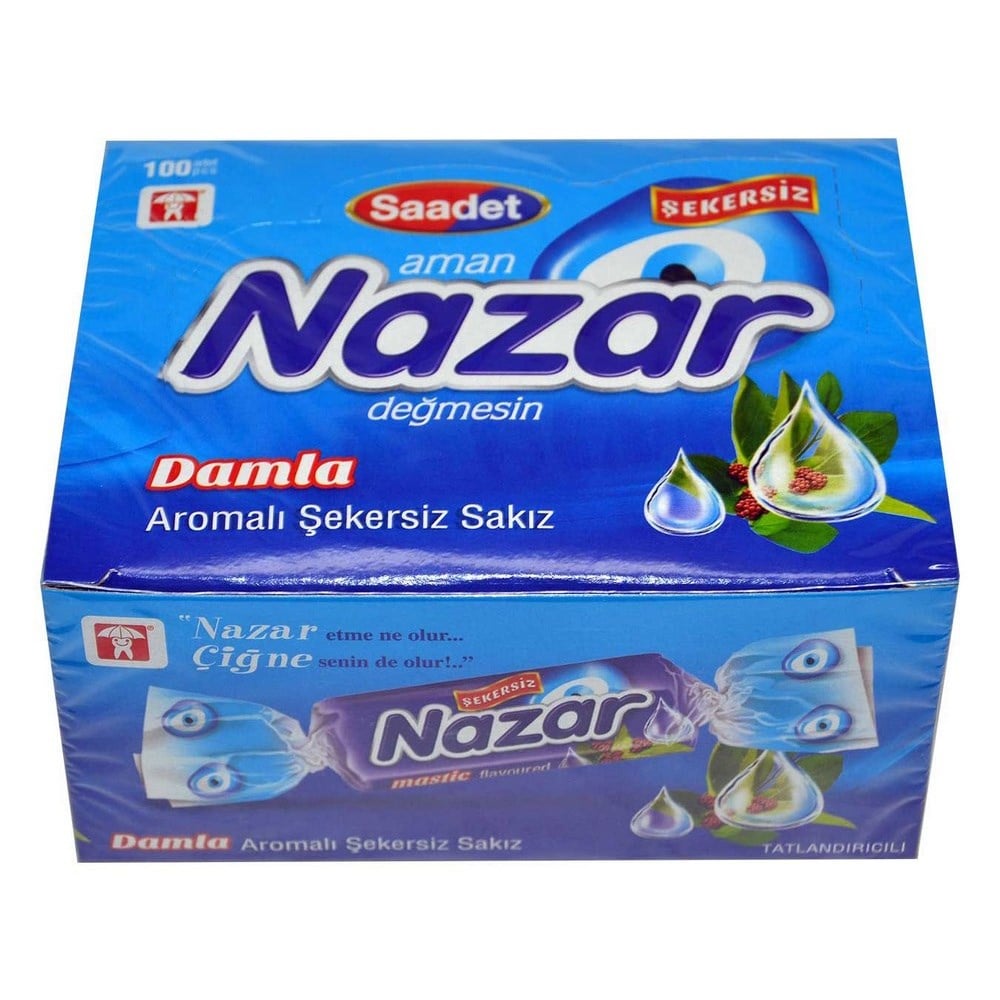 Nazar Damla Aromalı Şekersiz Sakız 100 lü Paket