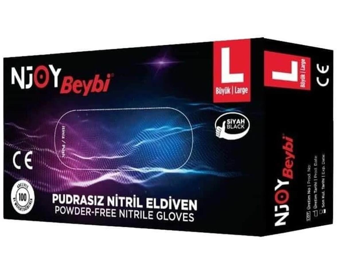 Njoy Beybi Nitril Siyah Eldiven L Boy (Large)
