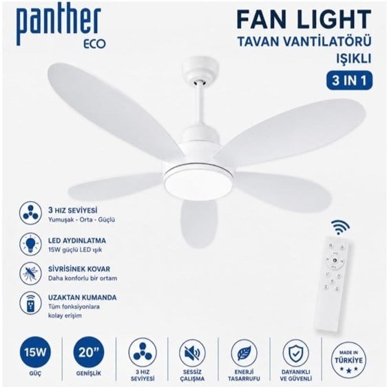 Panther Vantilatör 20 inç / Led Ampul 15 Watt