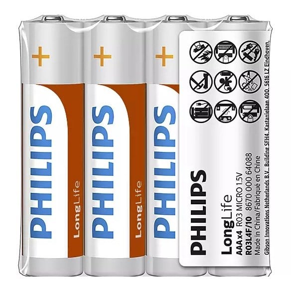 Philips 4 lü Çinko İnce Pil AAA R03L4F x12 li Paket