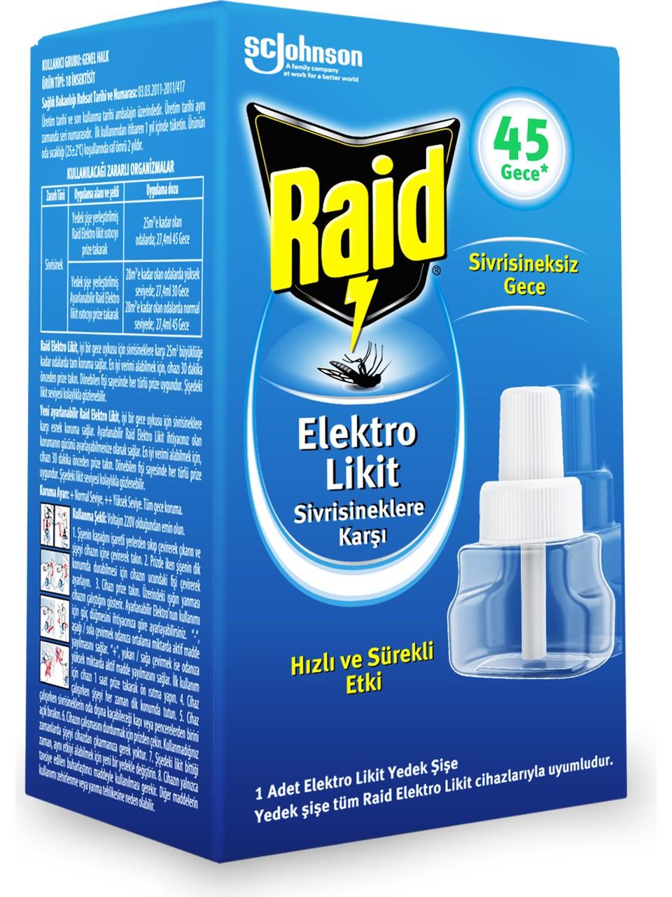 Raid 45 Gece Elektro Likit Yedek Şişe