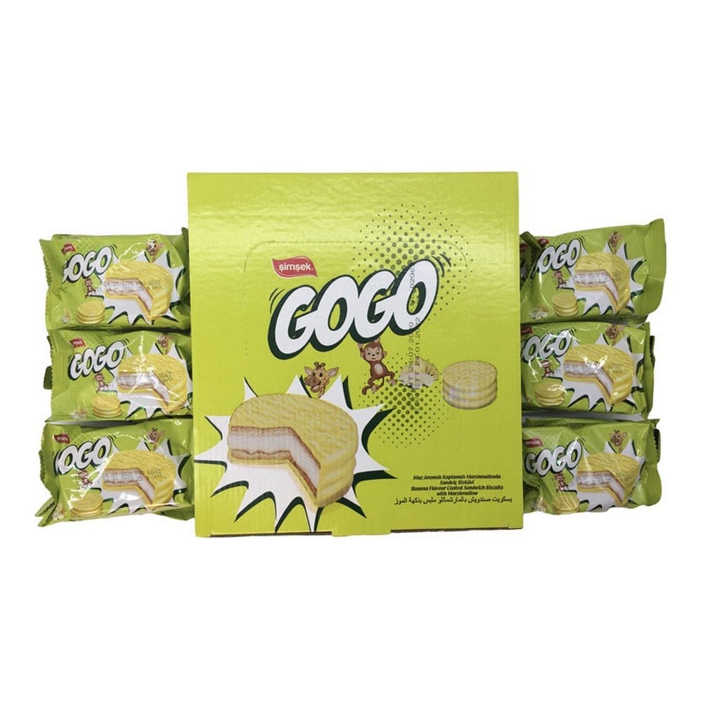Şimşek Gogo Muz Aromalı Kaplamalı Marshmallowlu Bisküvi 22 Gr x24 lü Koli