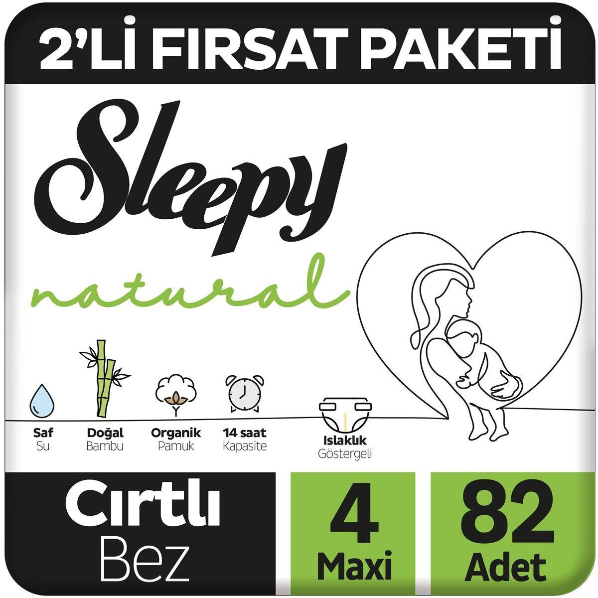 Sleepy Natural 2 li Fırsat Çocuk Bezi 4 Beden 82 Adetli