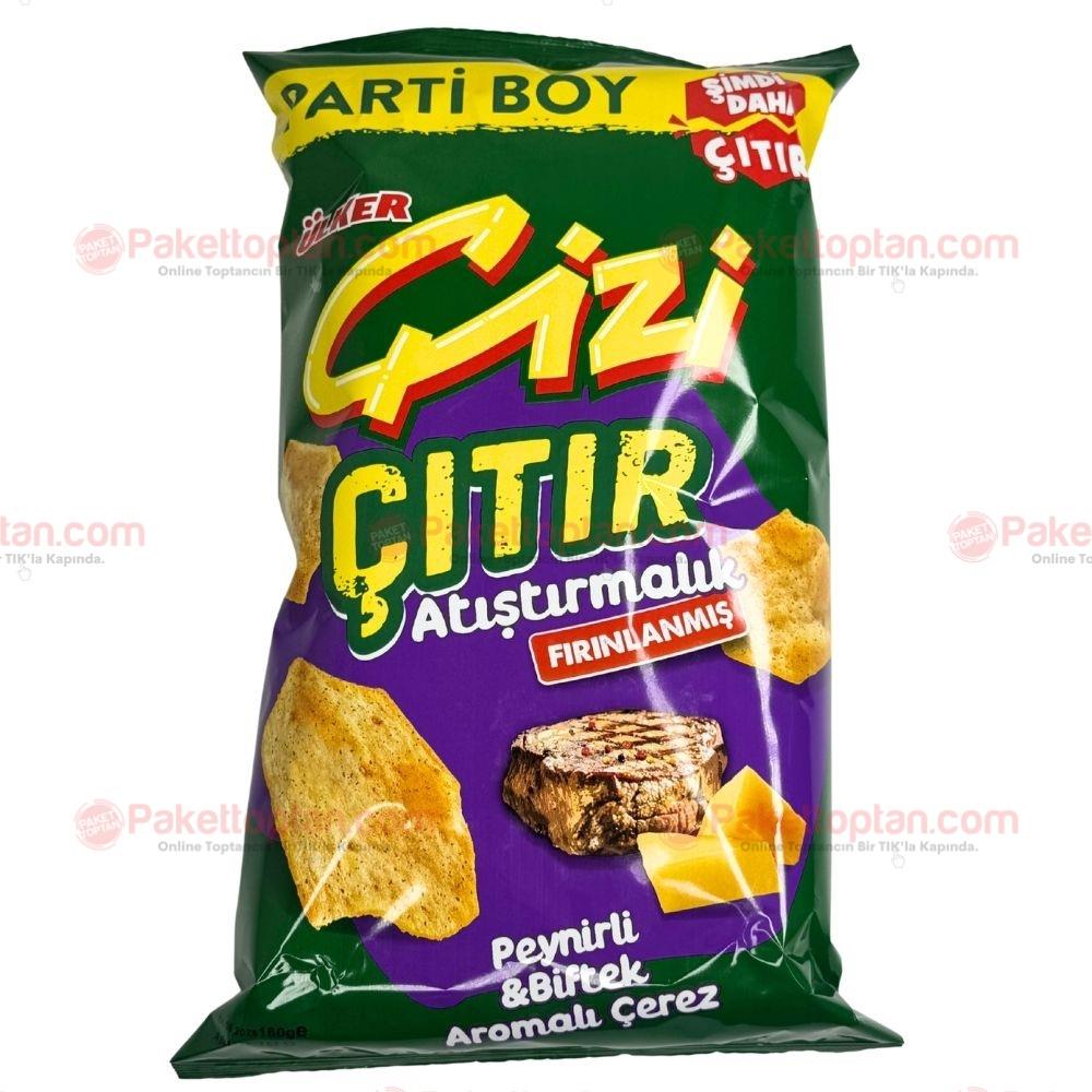 Ülker Çizi Çıtır Atıştırmalık Parti Boy 160 Gr Peynirli ve Biftek Aromalı Çerez x10 lu Koli