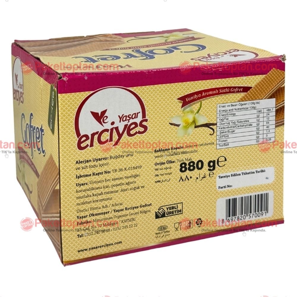Yaşar Erciyes 880 gr Vanilyalı Gofret  x4 lü Koli