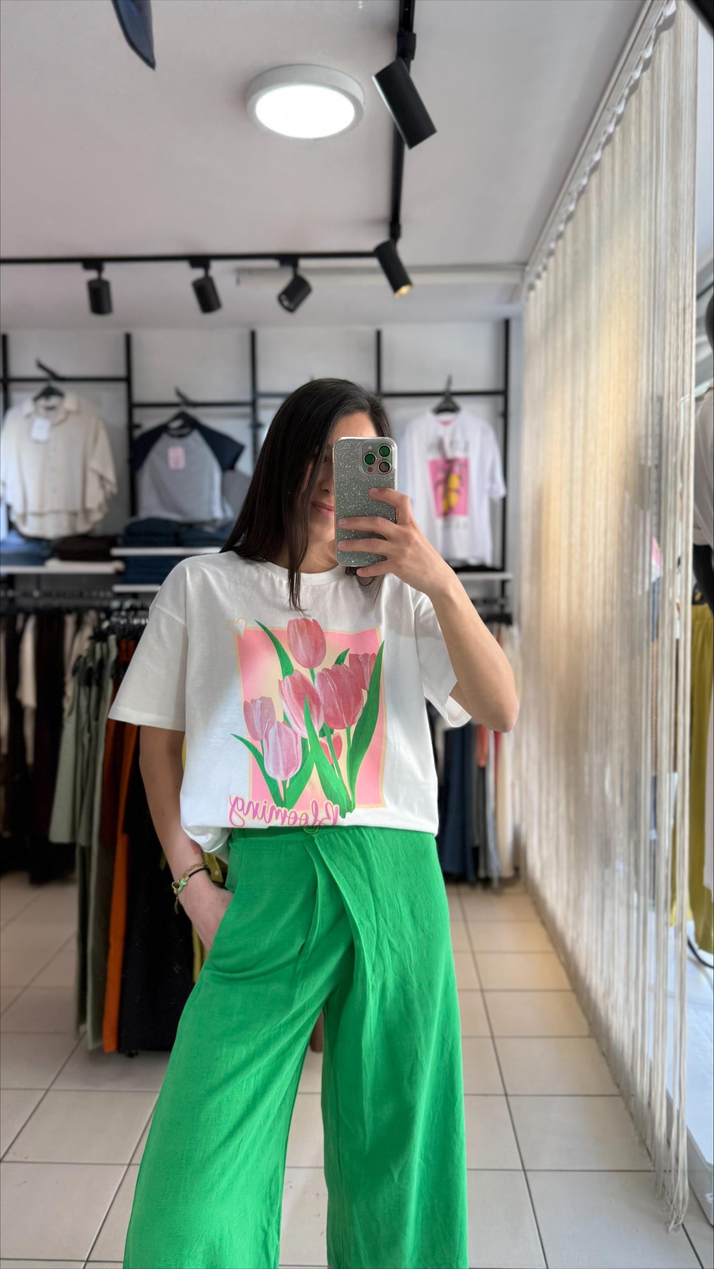 Baskılı Beyaz T-shirt