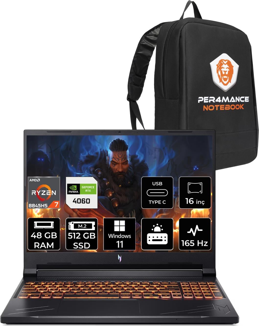 Acer Nitro V 16 Amd Ryzen 7 8845HS 48GB 512GB SSD RTX4060/8GB 85W 16