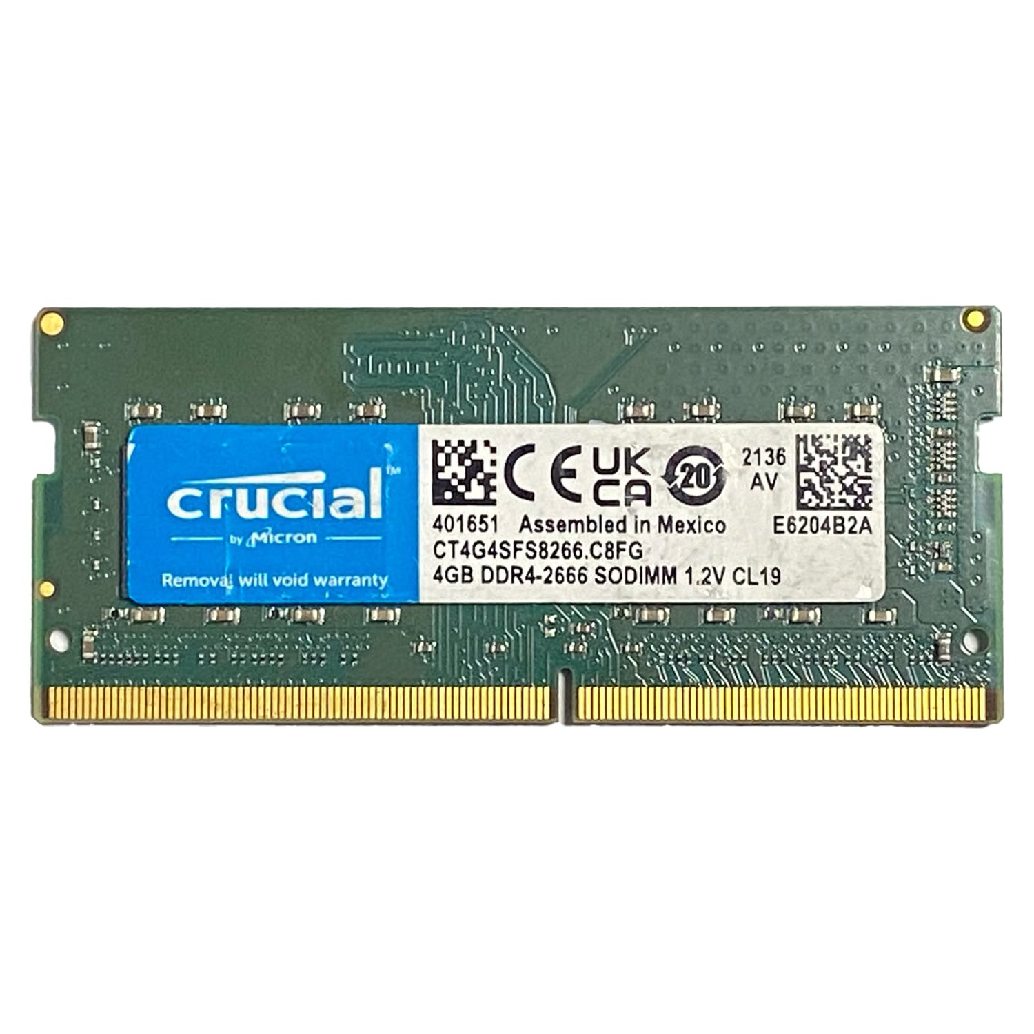 Crucial 4GB 2666 MHz DDR4 CL19 Notebook Ram CT4G4SFS8266-C8FG - OEM
