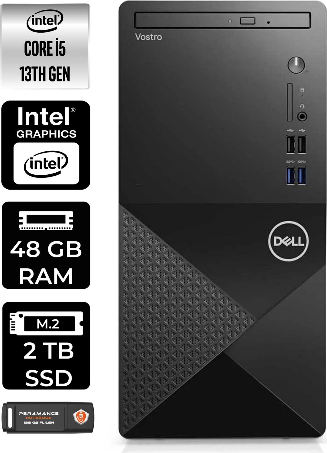 爆速15倍速 SSD DELL 3020 i5 16g Dell Vostro 3020 Intel Core I5 13400 48GB 2tb SSD W11H