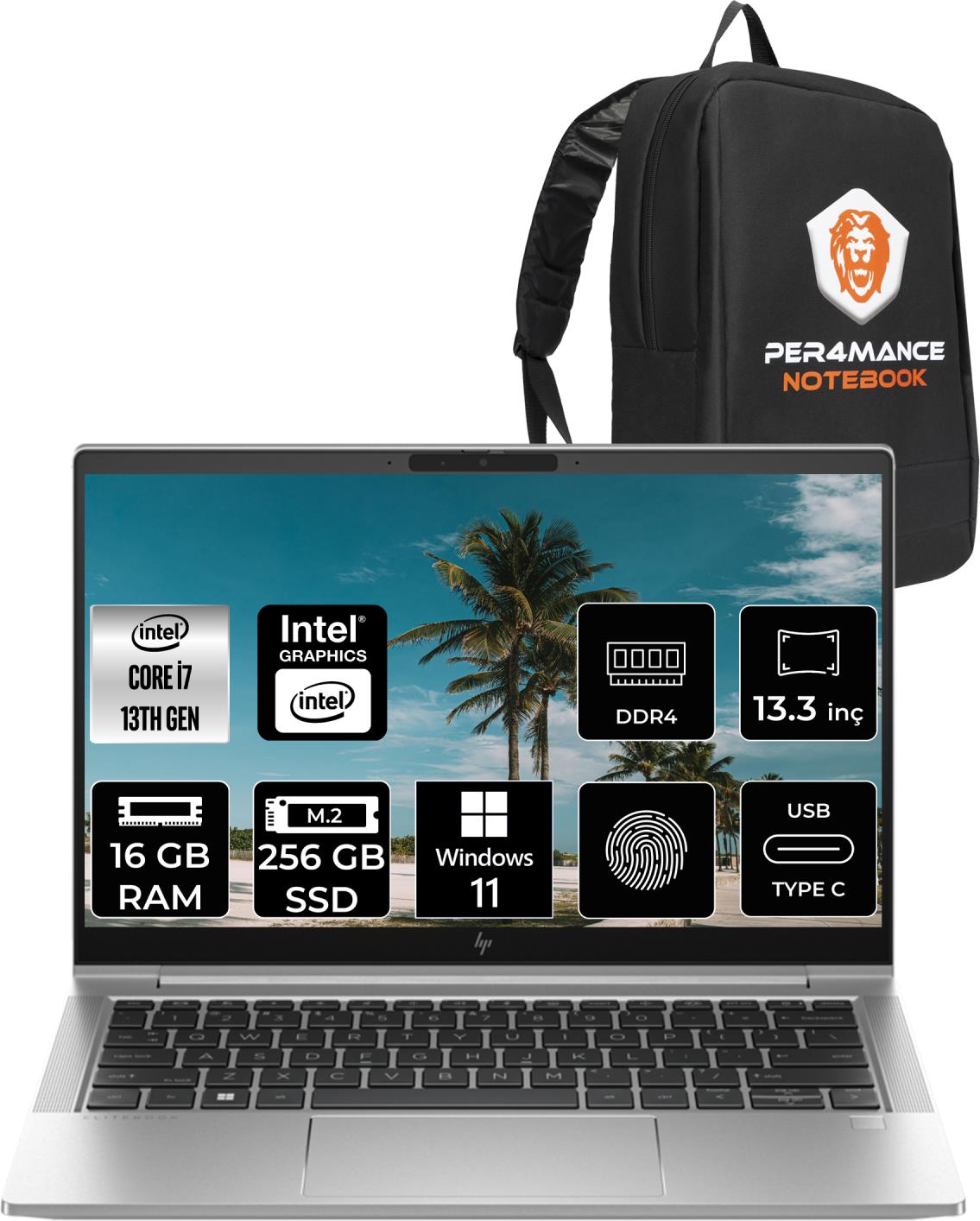 Hp Elitebook 630 G10 Intel Core I7 1355U 16GB 256GB SSD 13.3'' Fhd+ W11H Taşınabilir Bilgisayar 819H5EA & Per4 Çanta 819H5EAP311