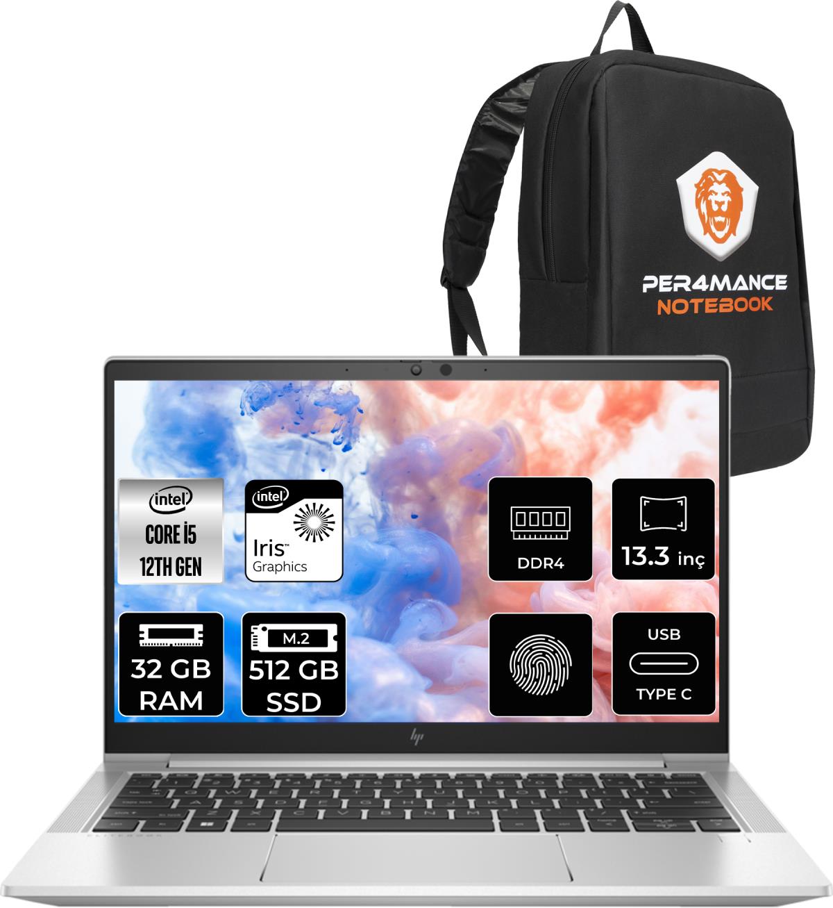 Hp Elitebook 630 G9 Intel Core I5 1235U 32GB 512GB SSD 13.3'' Fhd Fdos Taşınabilir Bilgisayar 6S6Y3EA & Per4 Çanta 6S6Y3EAP327