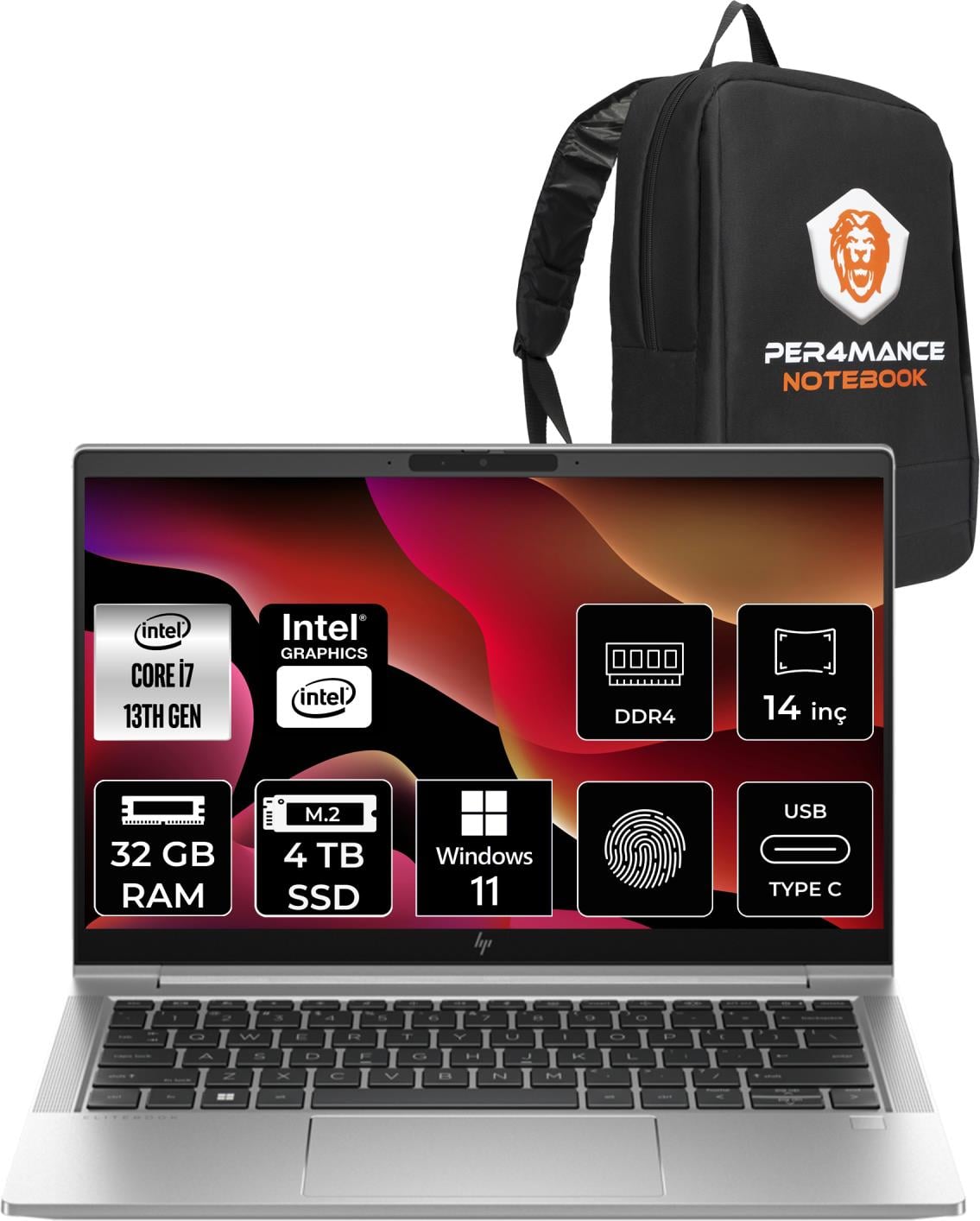 Hp Elitebook 640 G10 Intel Core I7 1355U 32GB 4tb SSD 14'' Fhd W11H Taşınabilir Bilgisayar 8A571EA & Per4 Çanta 8A571EAP380