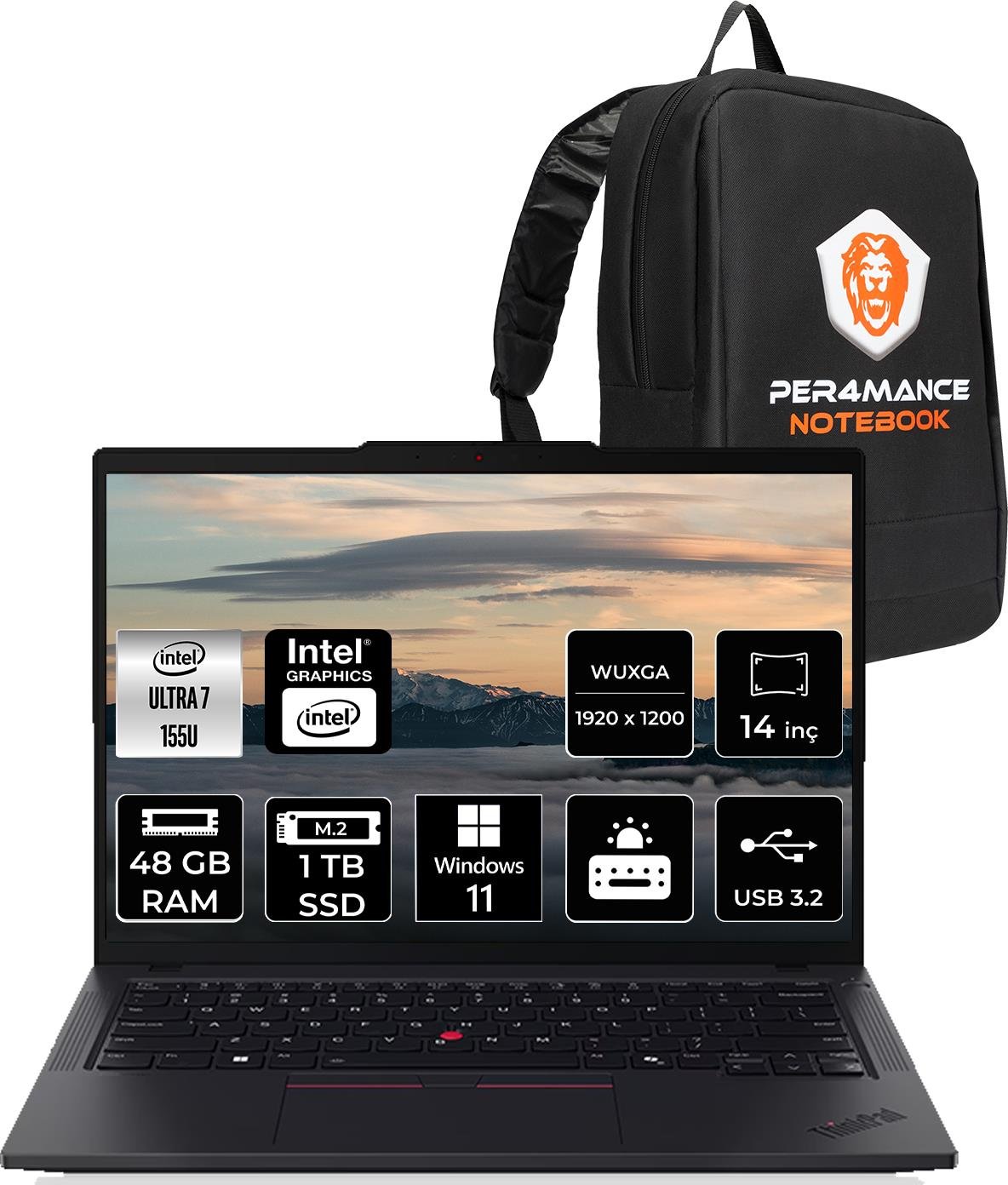 Lenovo Thinkpad T14 Gen 5 Intel Core Ultra 7 155U 48GB 2TB SSD 14