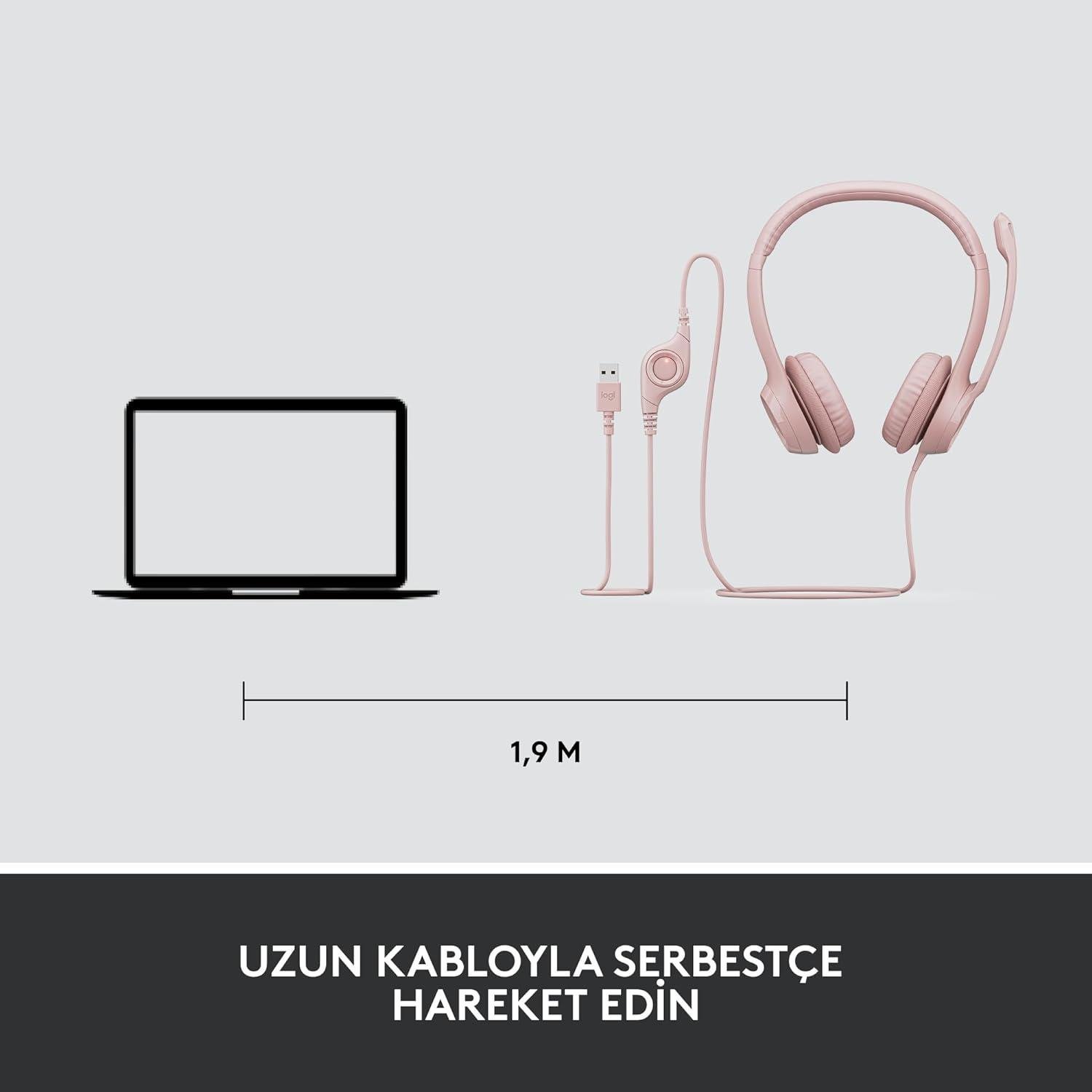 Logitech H390 Mikrofonlu Pembe Kulaklık 981-001281