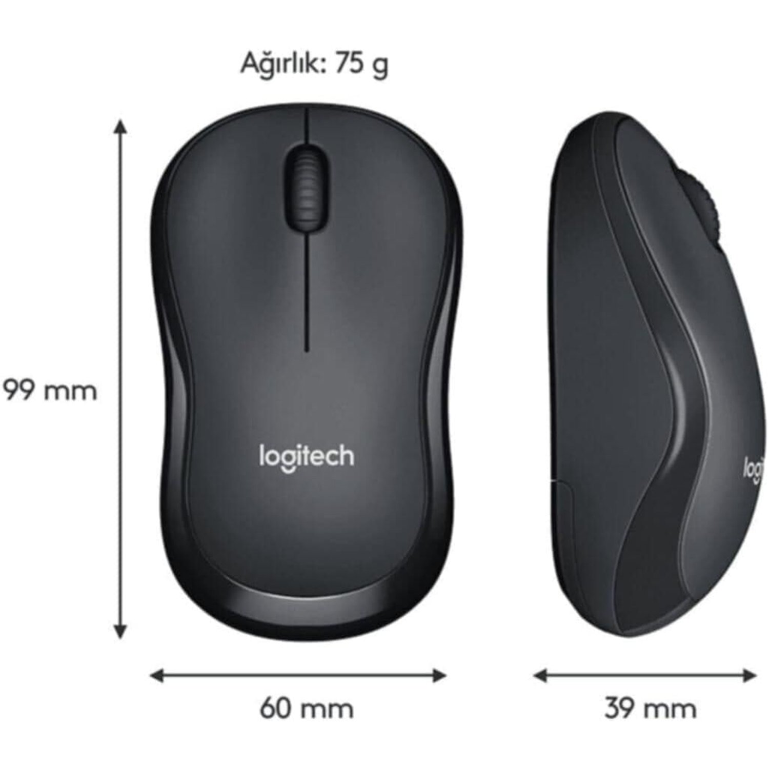 Logitech M221 Sessiz Kablosuz Mouse Siyah 910-006510