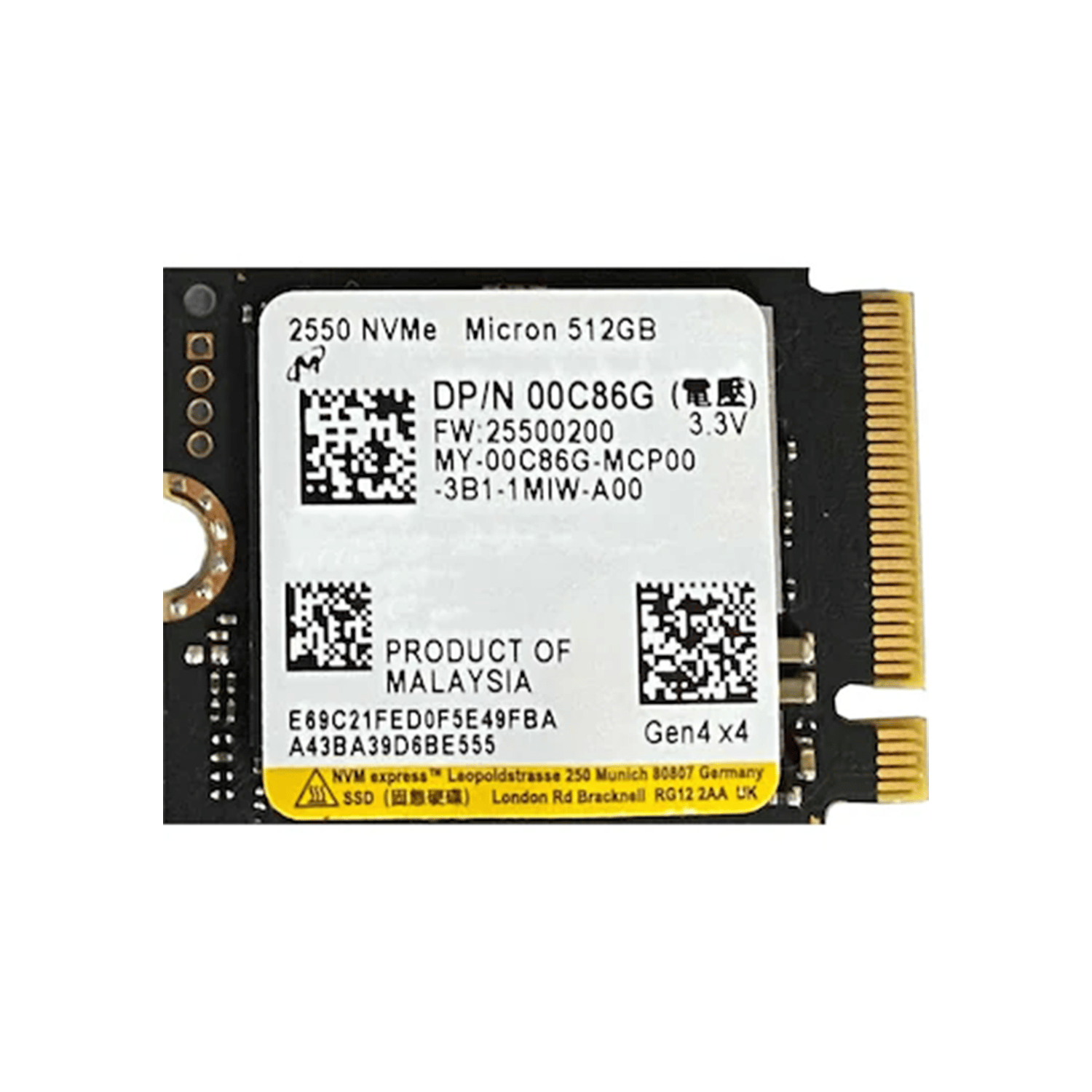 Micron 2550 512GB 2230 M.2 NVMe SSD - OEM [KUTUSUZ] | Per4mance