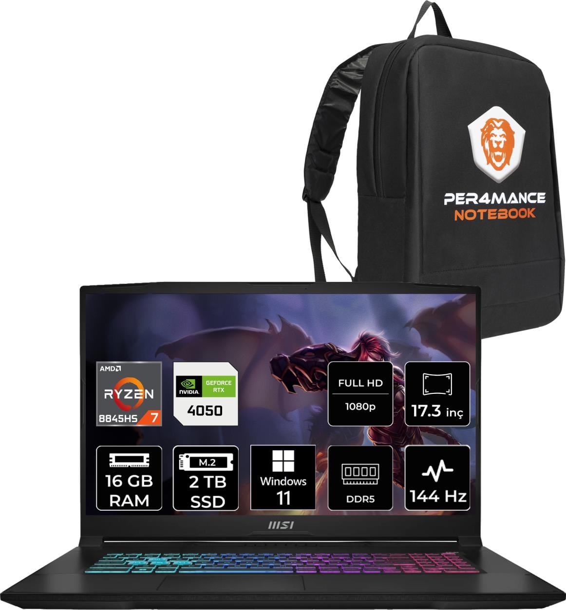 Msı Katana A17 Aı Amd Ryzen 7 8845HS 16GB 2tb SSD RTX4050/6GB 17.3