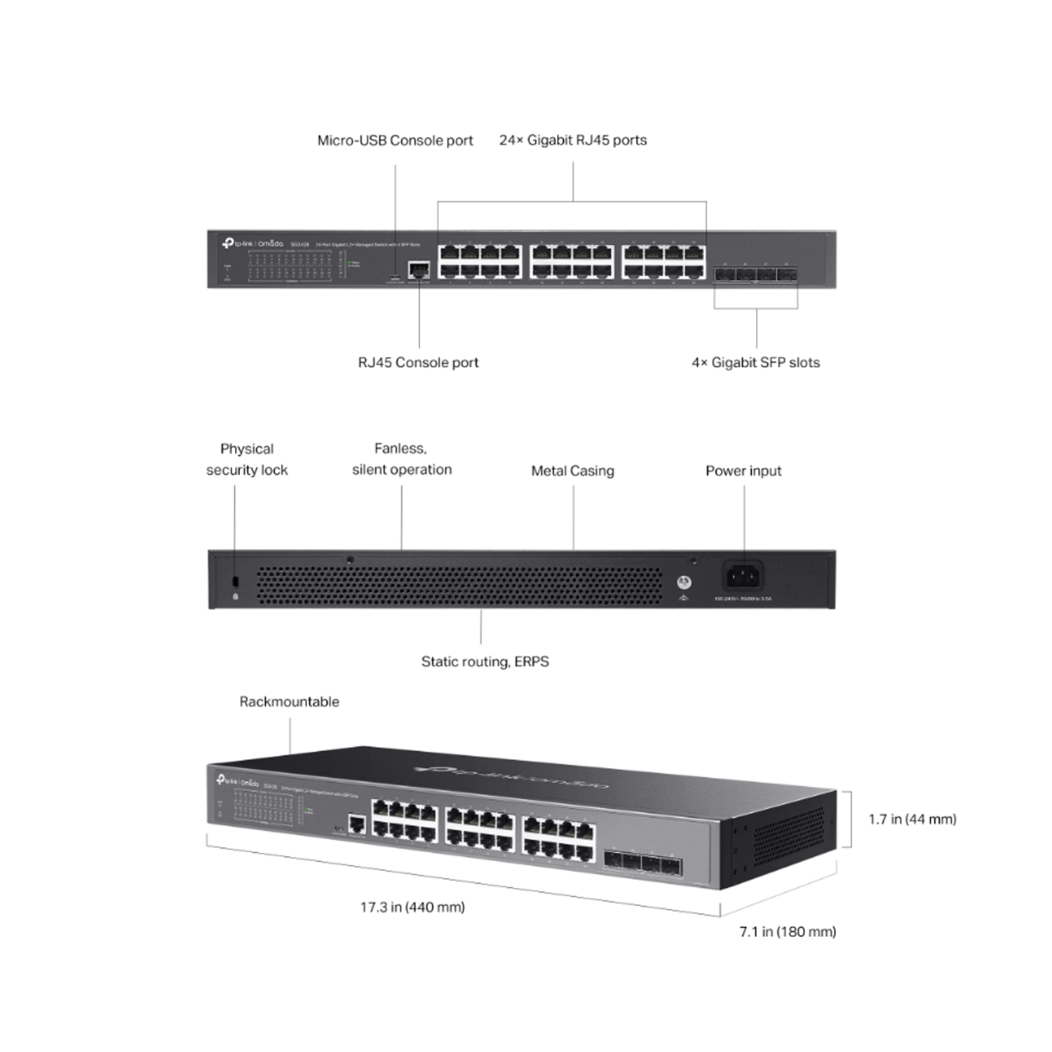 TP-Link TL-SG3428 24 Port 10/100/1000 Mbps Gigabit 4 Port SFP Switch