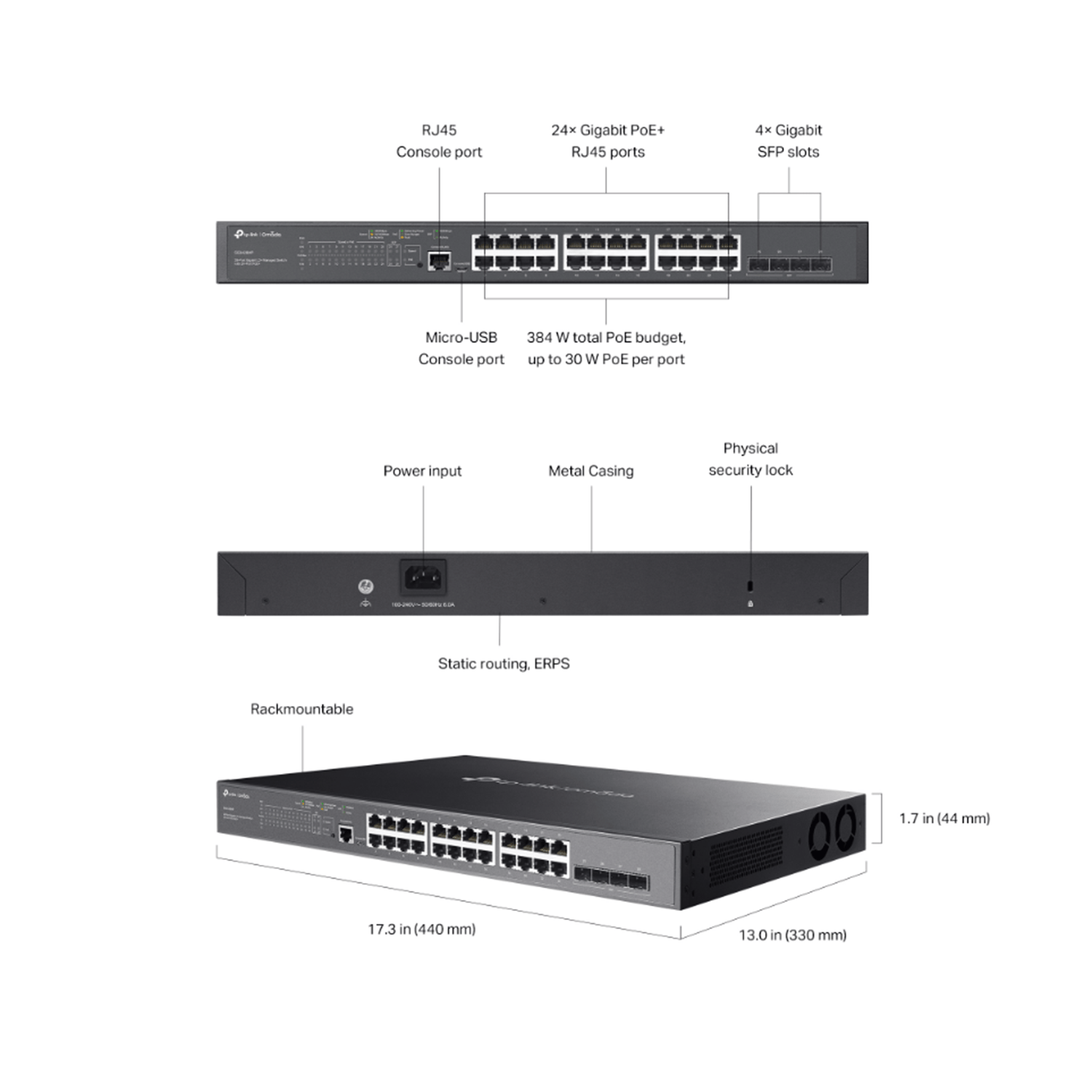TP-Link TL-SG3428MP 24 Port 10/100/1000 Mbps Gigabit 4 Port SFP Switch