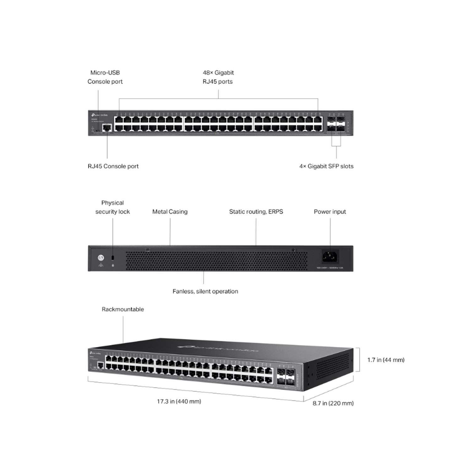 TP-Link TL-SG3452 52 Port 10/100/1000 Mbps Gigabit Switch