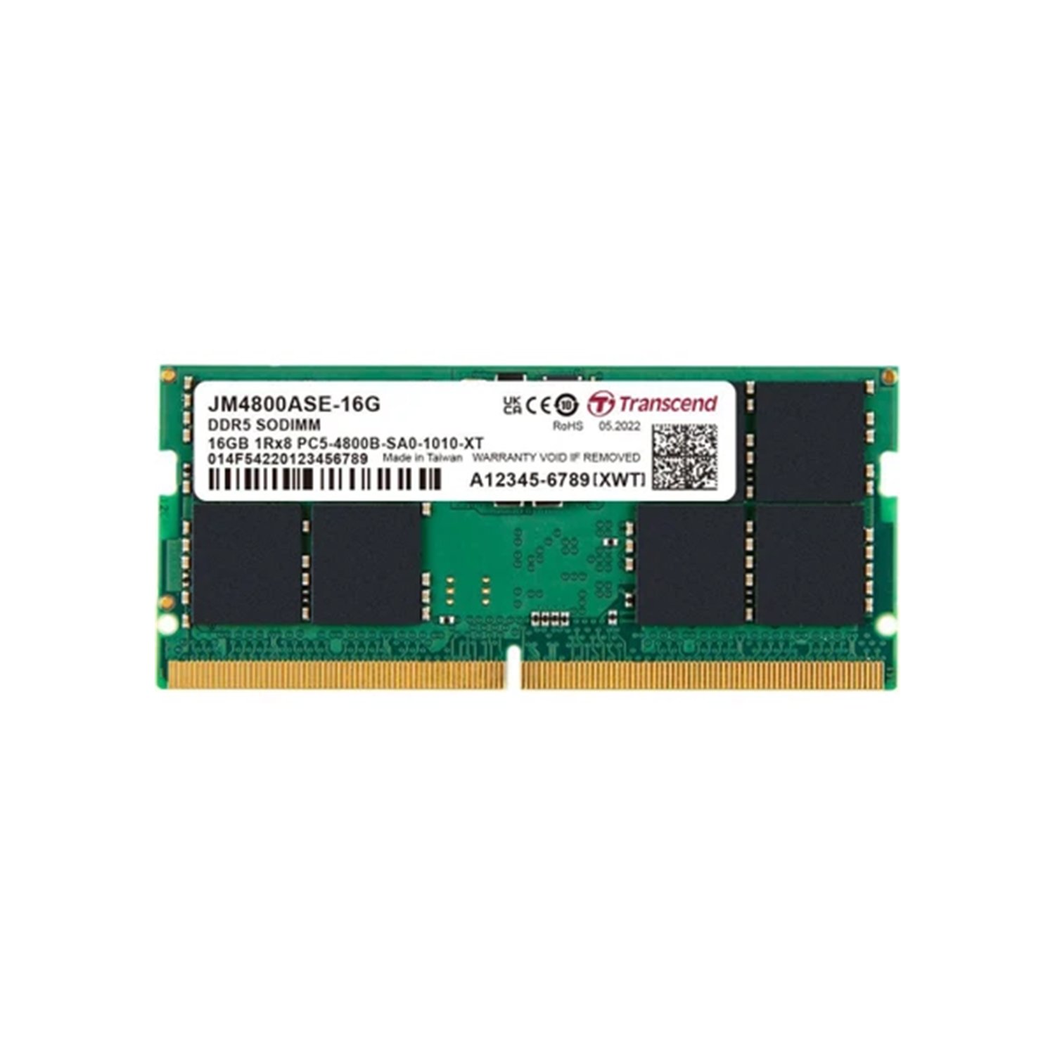 Transcend 16GB 4800 MHz DDR5 CL40 Notebook Ram Düşük Gecikme CL Değeri JM4800ASE-16G